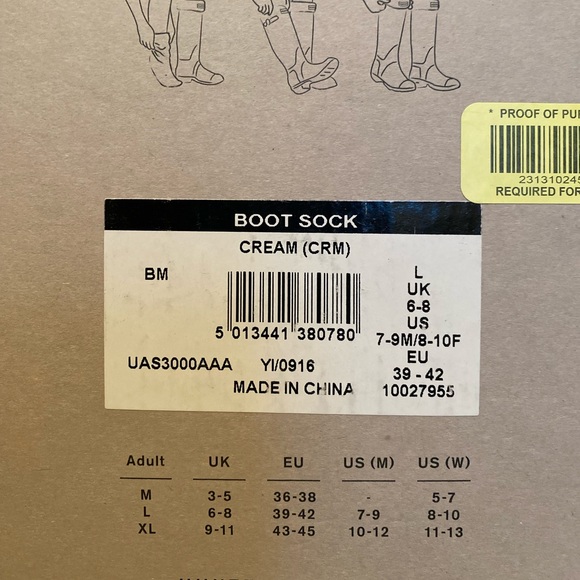 New In Box! Hunter, the Tall fleece boot socks, size L in Cream - Picture 6 of 7